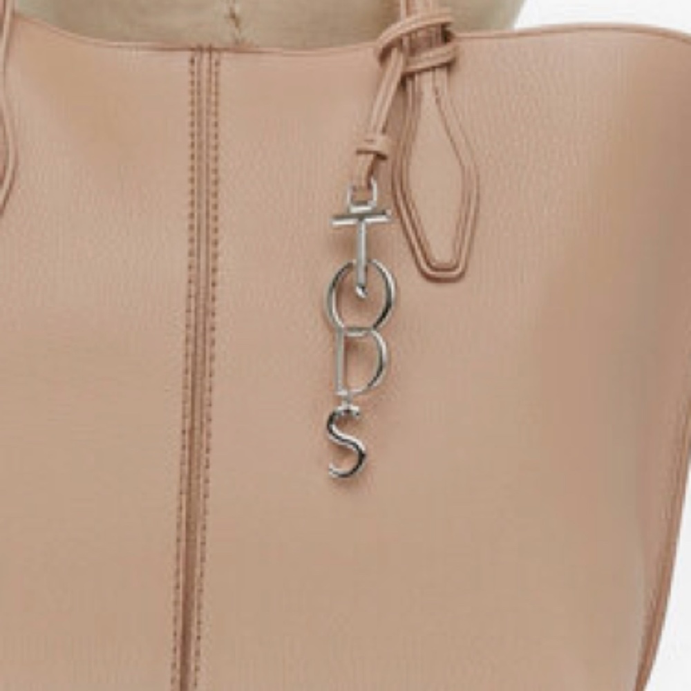 Tod's Joy Tote Leather and Metal Logo Charm Hanging Bag Tag